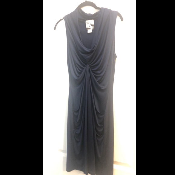 Sexy, Slinky, & Versatile Navy Silk Dress - Picture 3 of 4